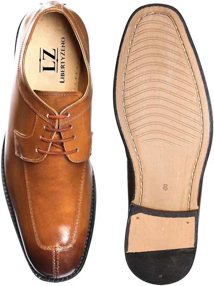 LIBERTYZENO Mens Animal Print Genuine Leather Adults Wingtip Monkstrap & Lace Up Dress Shoes for Easter Gift