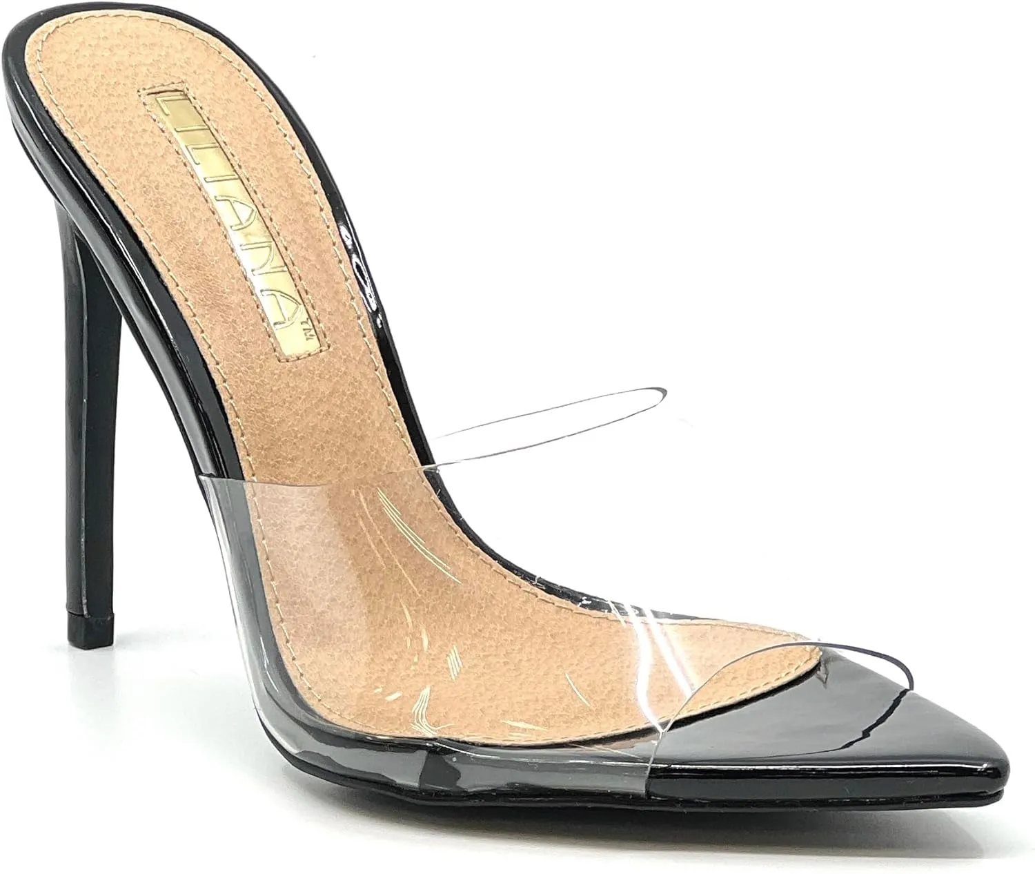 Liliana Women Clear Pointed Toe Sandals Stiletto Heels Slip on Mules Sandals