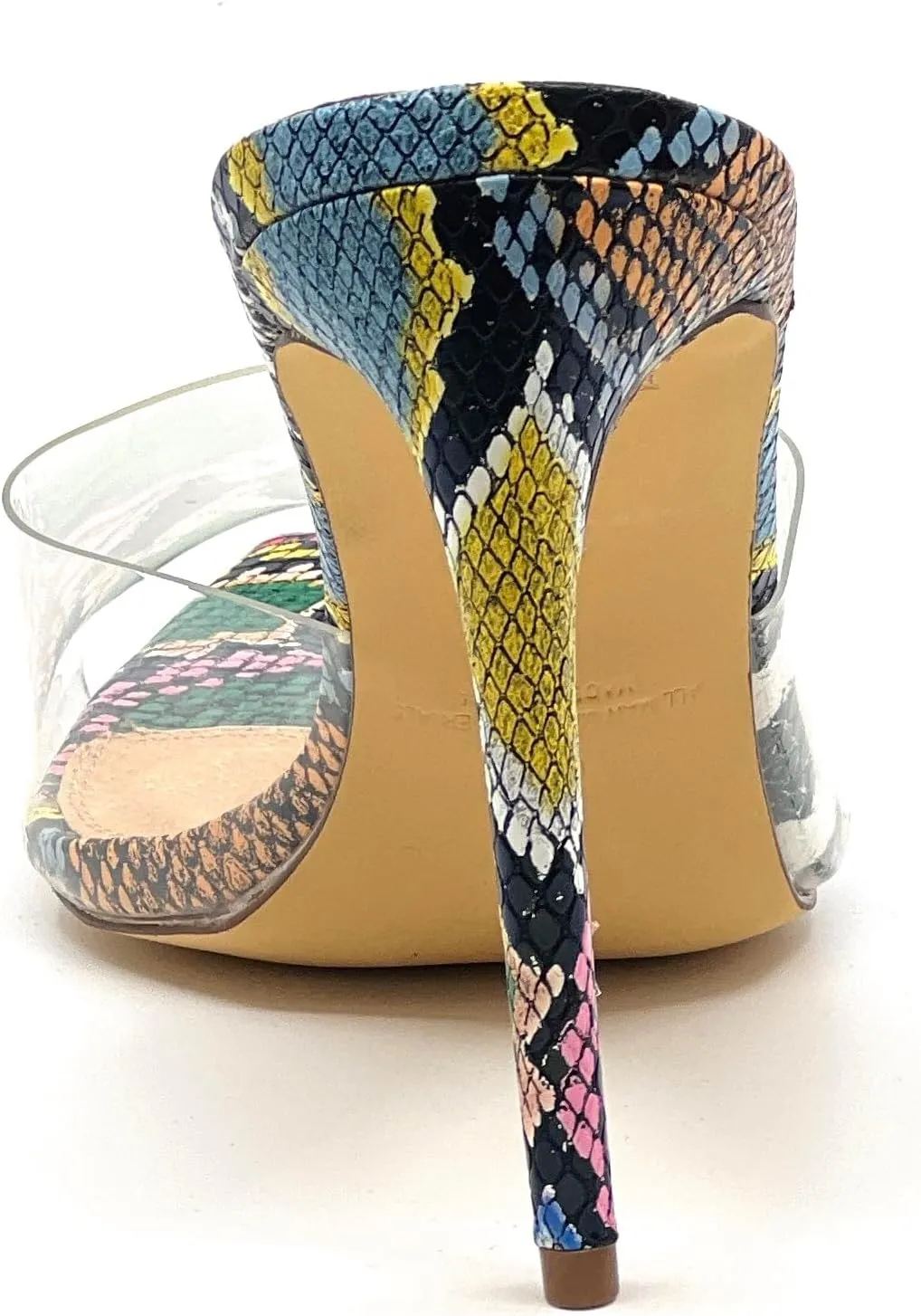 Liliana Women Clear Pointed Toe Sandals Stiletto Heels Slip on Mules Sandals