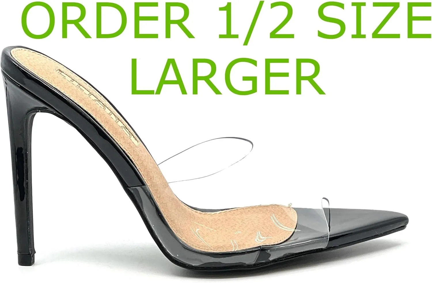 Liliana Women Clear Pointed Toe Sandals Stiletto Heels Slip on Mules Sandals