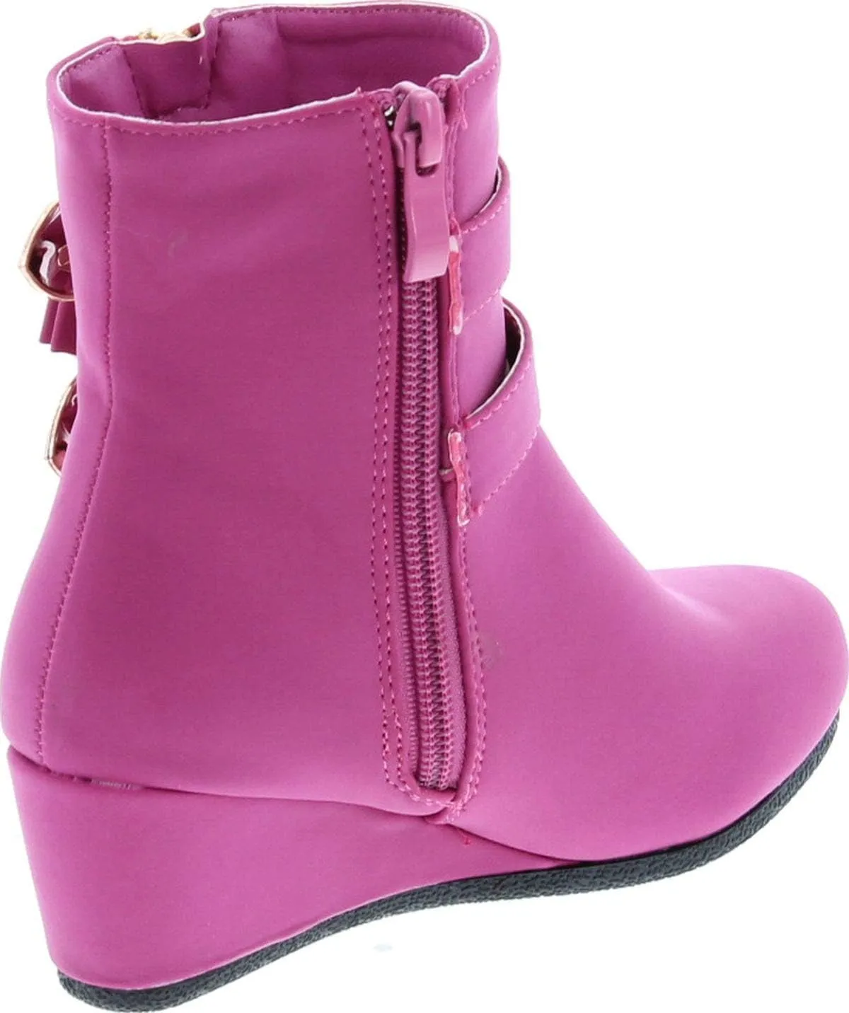 Link Peggy-90K Children Girl's Wedge Heel Double Straps High Top Ankle Booties