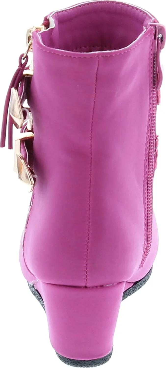 Link Peggy-90K Children Girl's Wedge Heel Double Straps High Top Ankle Booties