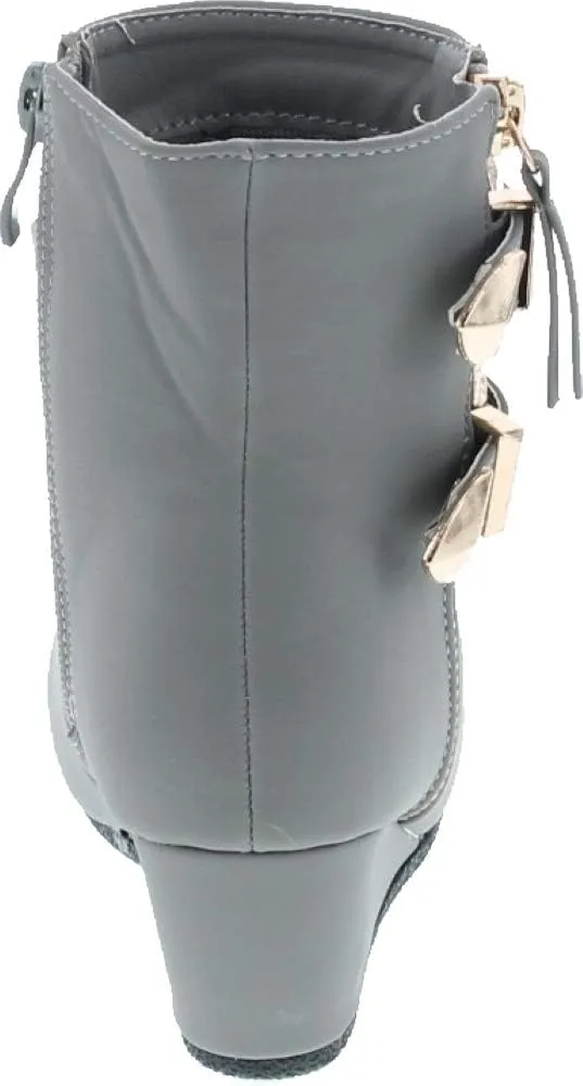 Link Peggy-90K Children Girl's Wedge Heel Double Straps High Top Ankle Booties