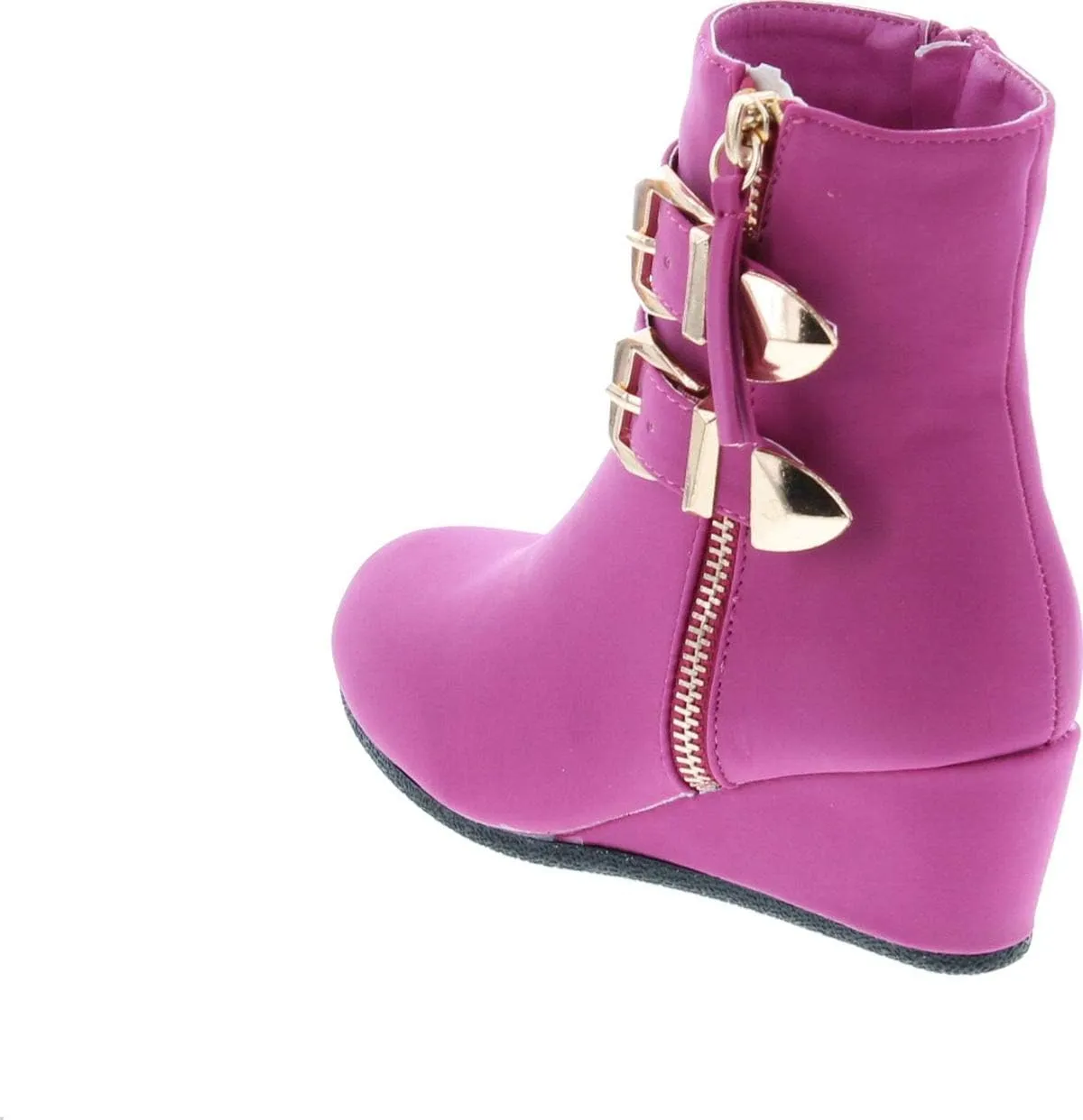 Link Peggy-90K Children Girl's Wedge Heel Double Straps High Top Ankle Booties