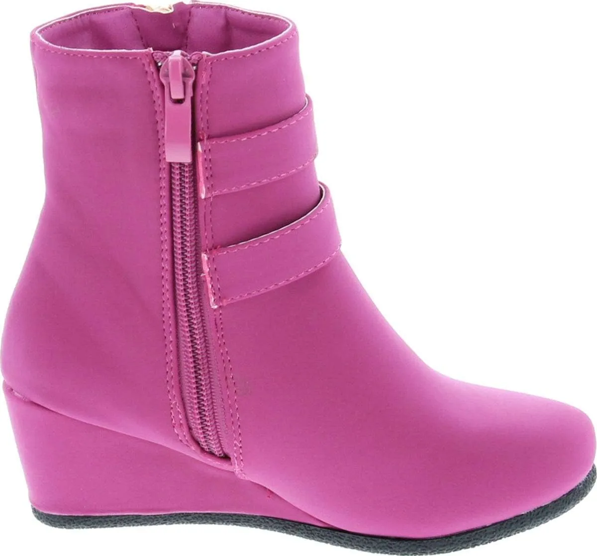 Link Peggy-90K Children Girl's Wedge Heel Double Straps High Top Ankle Booties