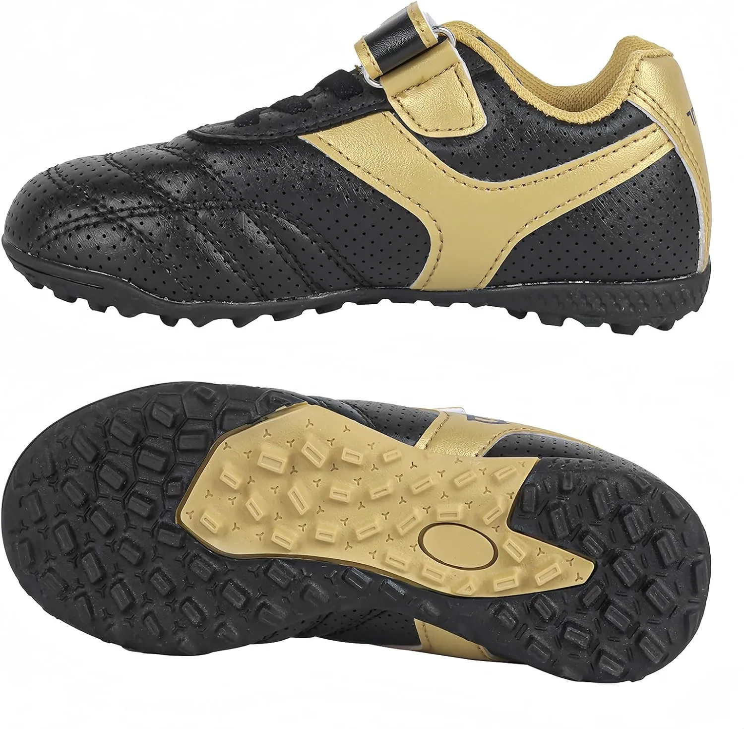 Linkidea Kids TF Soccer Shoes No Laces, Laceless Turf Soccer Cleats for Unisex-Child