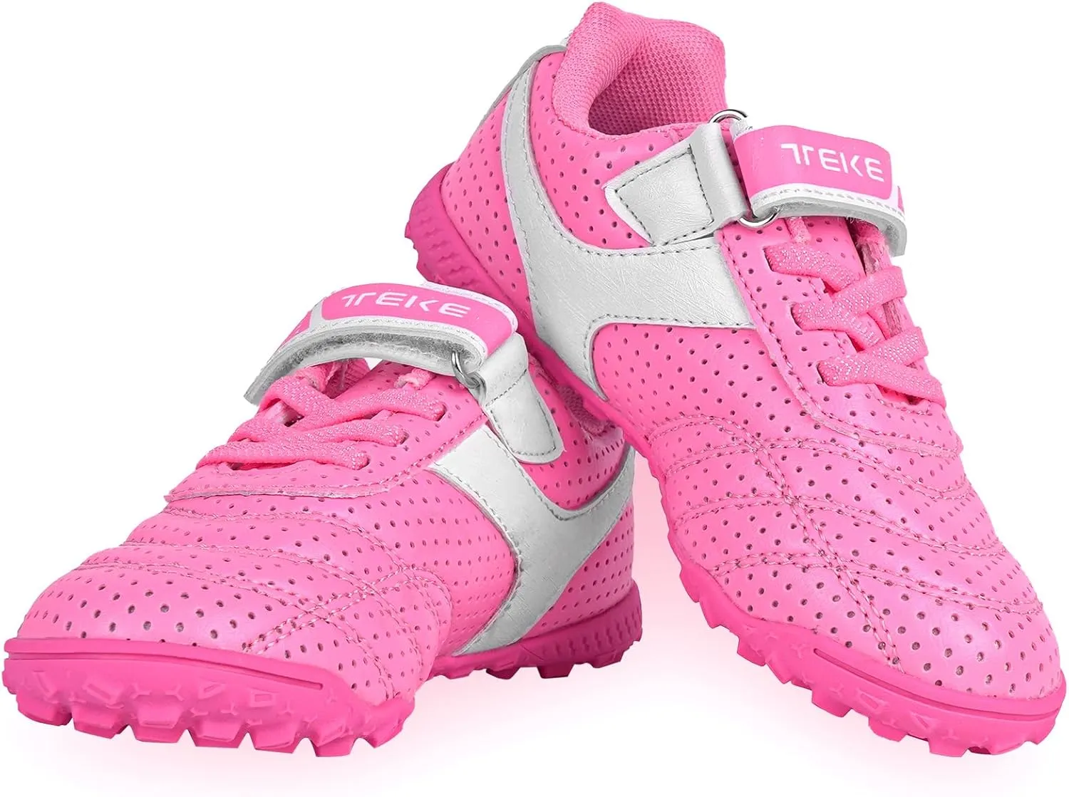 Linkidea Kids TF Soccer Shoes No Laces, Laceless Turf Soccer Cleats for Unisex-Child