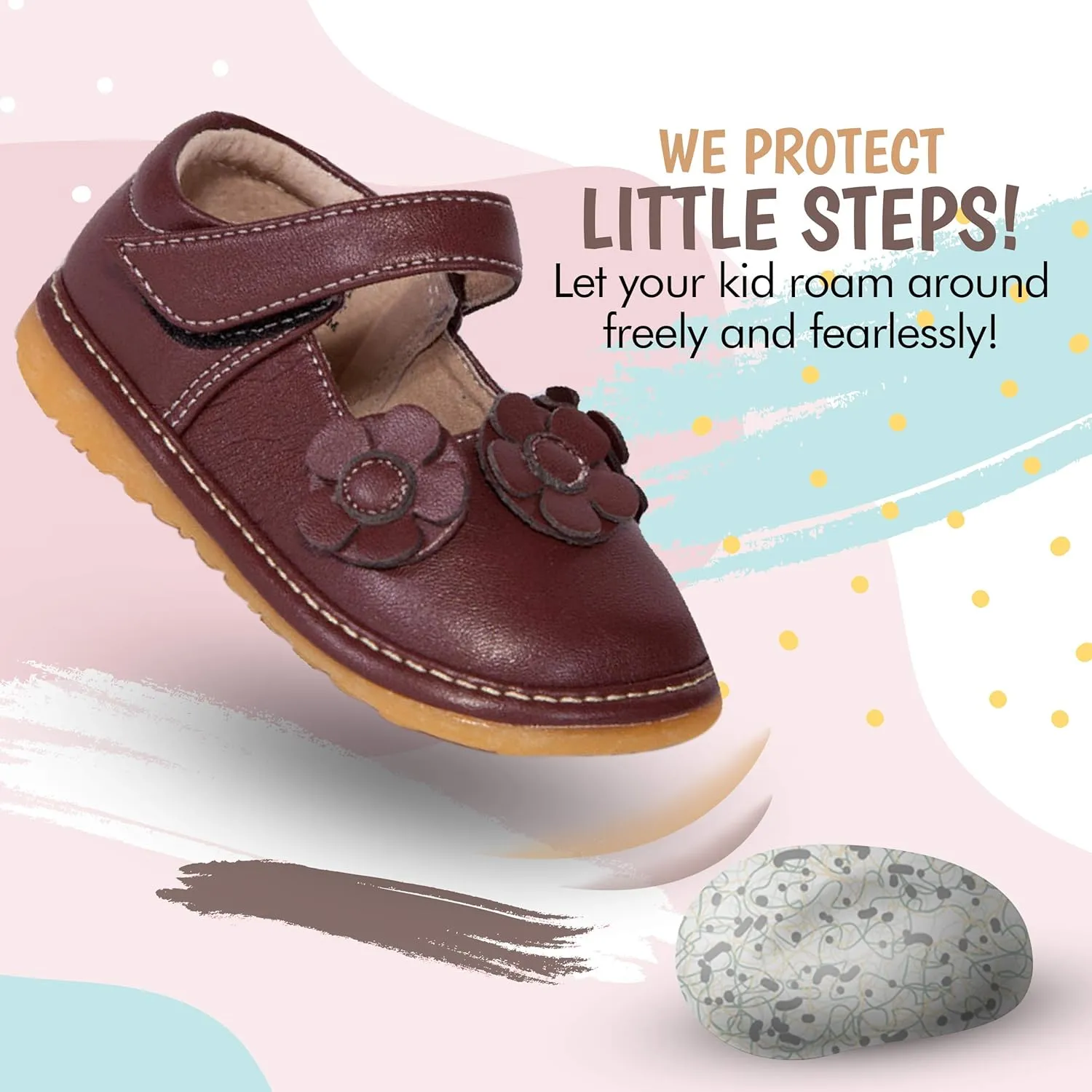 Little Mae's Boutique Mary Jane Squeaky Shoes for Toddler Girls, Ideal Walking Shoes with Removable Squeaker and Adjustable Strap - Soft Sole Shoes for Little Girls