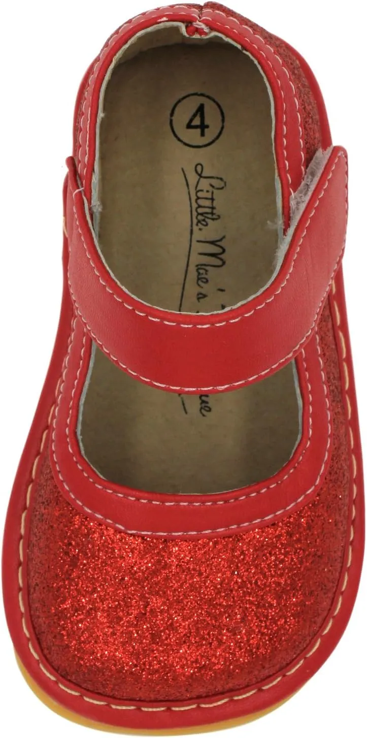 Little Mae's Boutique Mary Jane Squeaky Shoes for Toddler Girls, Ideal Walking Shoes with Removable Squeaker and Adjustable Strap - Soft Sole Shoes for Little Girls