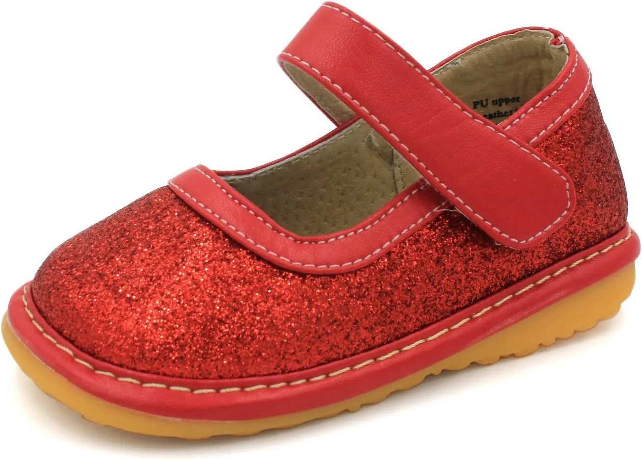 Little Mae's Boutique Mary Jane Squeaky Shoes for Toddler Girls, Ideal Walking Shoes with Removable Squeaker and Adjustable Strap - Soft Sole Shoes for Little Girls