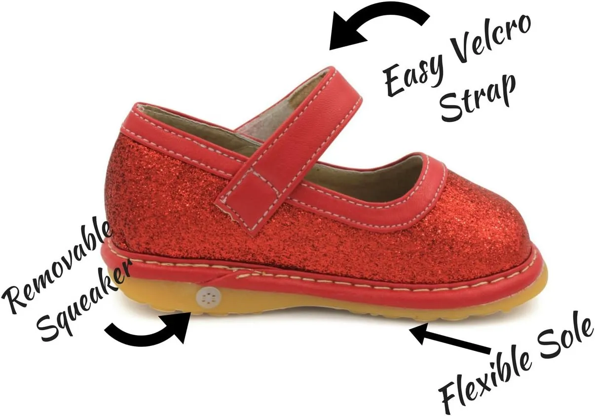 Little Mae's Boutique Mary Jane Squeaky Shoes for Toddler Girls, Ideal Walking Shoes with Removable Squeaker and Adjustable Strap - Soft Sole Shoes for Little Girls