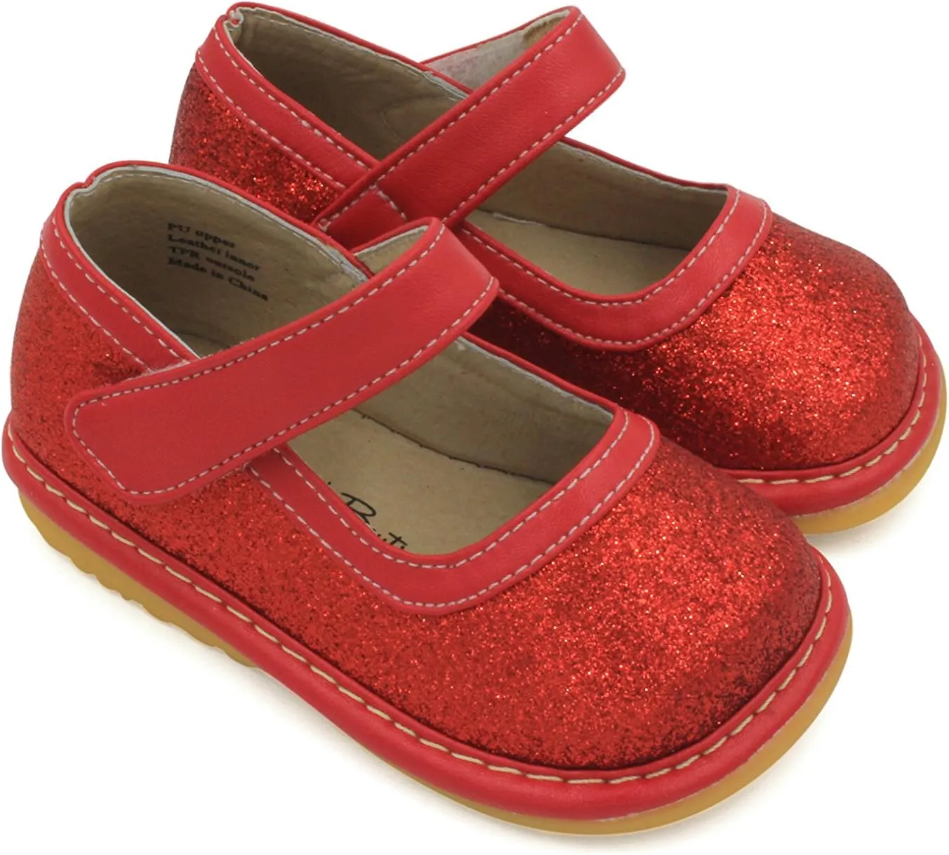 Little Mae's Boutique Mary Jane Squeaky Shoes for Toddler Girls, Ideal Walking Shoes with Removable Squeaker and Adjustable Strap - Soft Sole Shoes for Little Girls