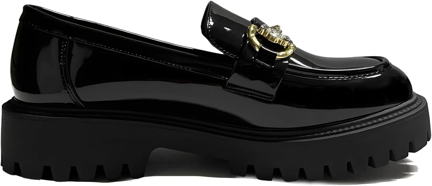 Loafers for Women Chunky Platform Loafers Slip On Fashion Casual Black Dressy Work Shoes