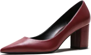 Loafers for Women Women's Beige High Heel Pumps Pointed Toe Split Leather Square Heels
