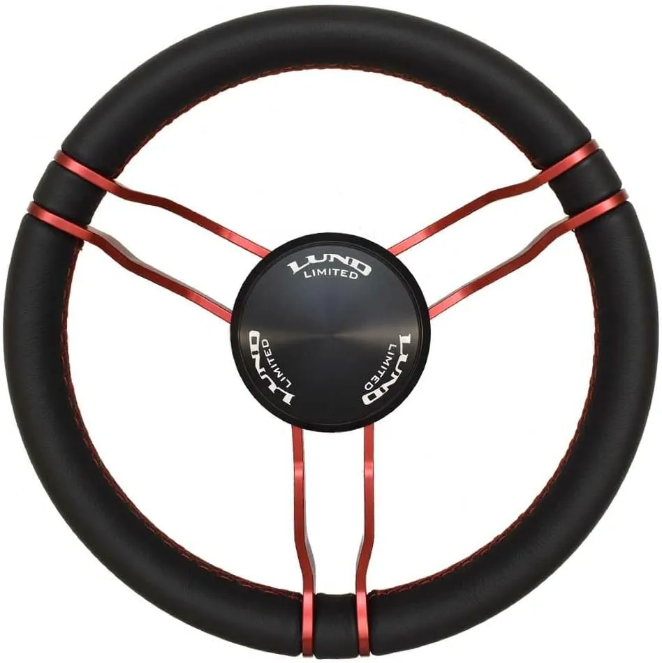 Lund Boat Steering Wheel 2338014 | Gussi Italia 13 3/4 Inch Black Red