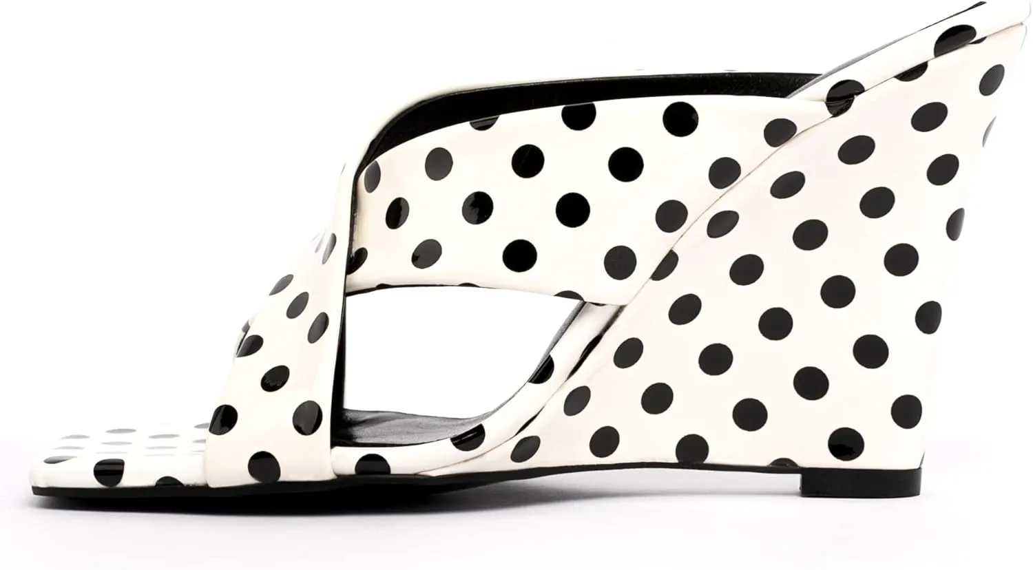 Lutalica W Women's Fashion Sqare Open Toe Slip On Backless Summer Cross Strap High Heel Wedge Sandals