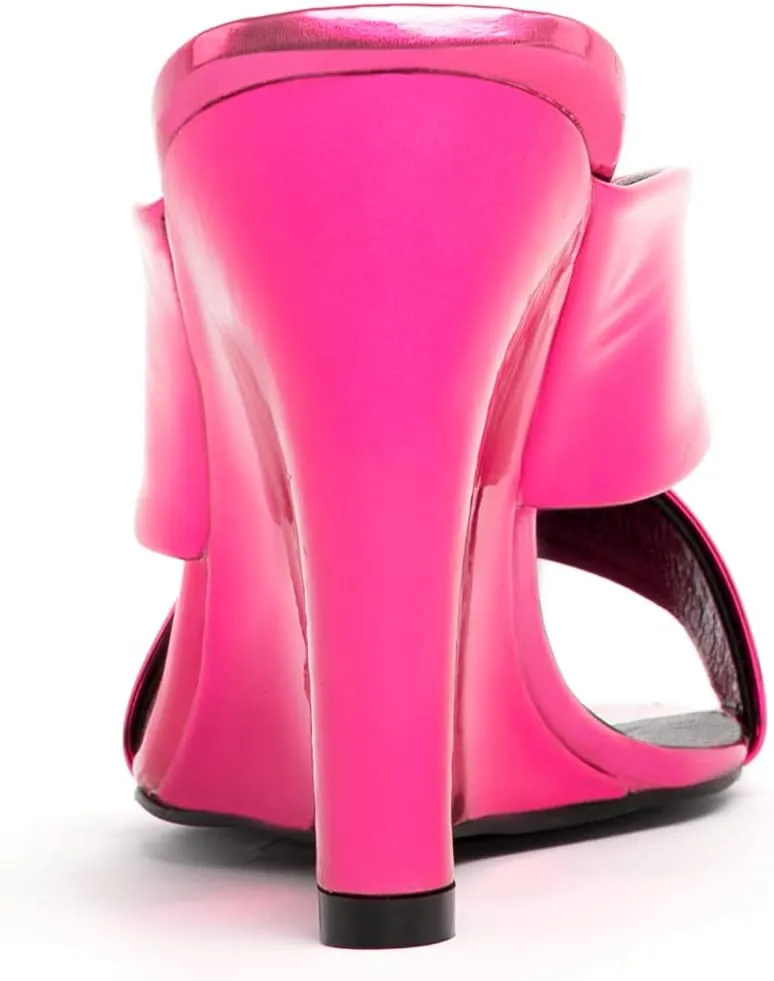 Lutalica W Women's Fashion Sqare Open Toe Slip On Backless Summer Cross Strap High Heel Wedge Sandals