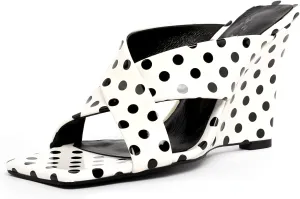 Lutalica W Women's Fashion Sqare Open Toe Slip On Backless Summer Cross Strap High Heel Wedge Sandals