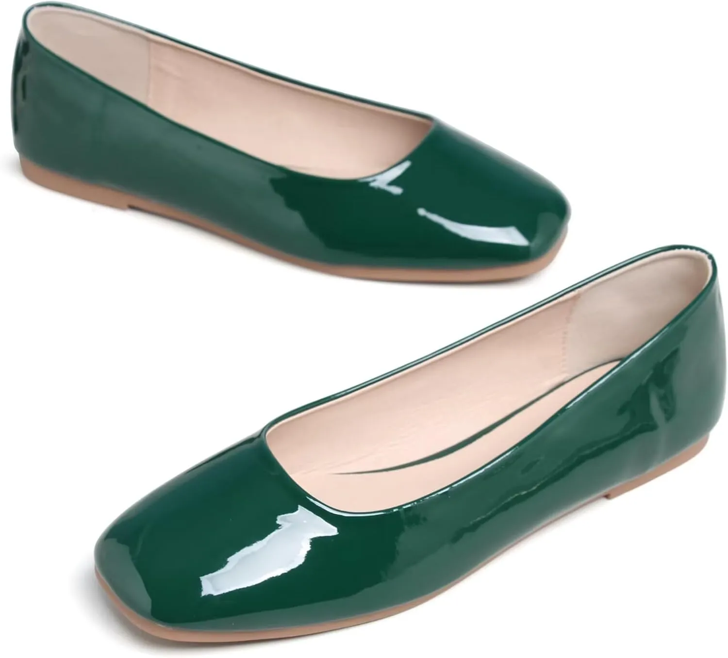 LUXINYU Flats for Women Classic Pointed Toe Slip-On Ballet Flats Soft Pu Leather Dress Shoes Comfortable Loafers Lightweight