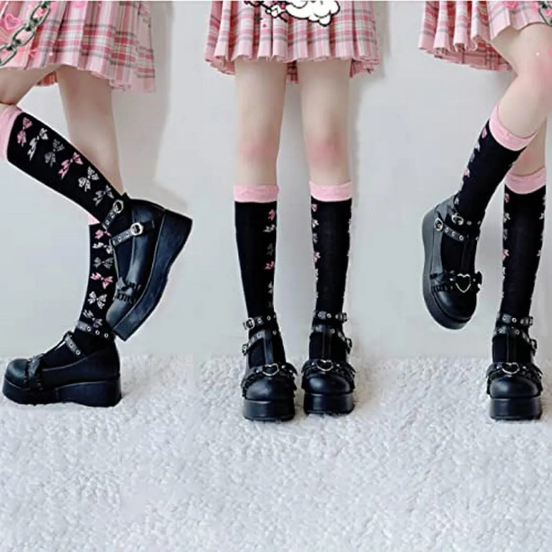 LUXMAX Women Goth Lolita Shoes Platform T Strap Mary Janes Wedges High Heel Pumps Ankle Strap Closed Toe Punk Dress Shoes