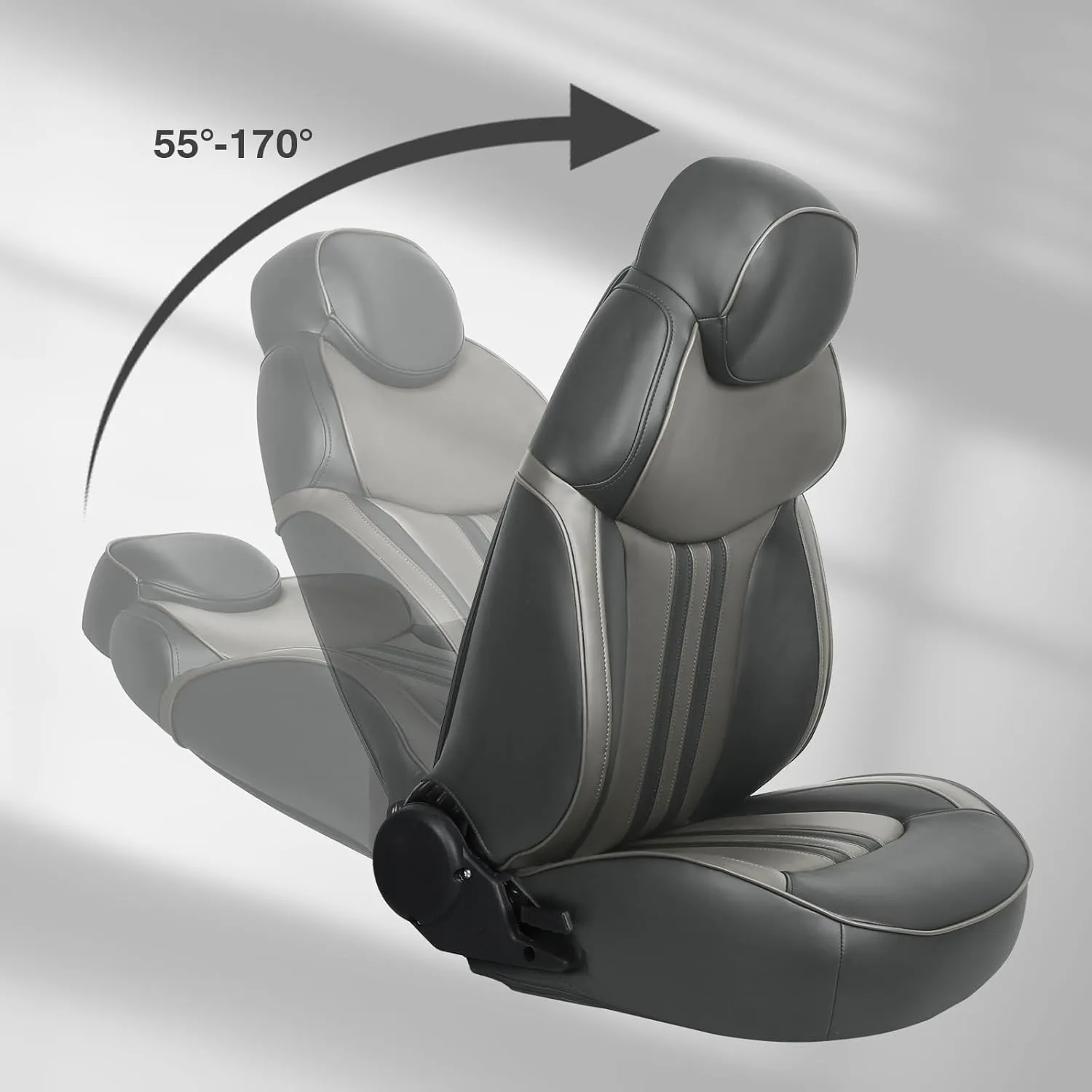 Luxury Reclining Boat Seat High Back Pontoon Captains Chair,Charcoal/Light Gray