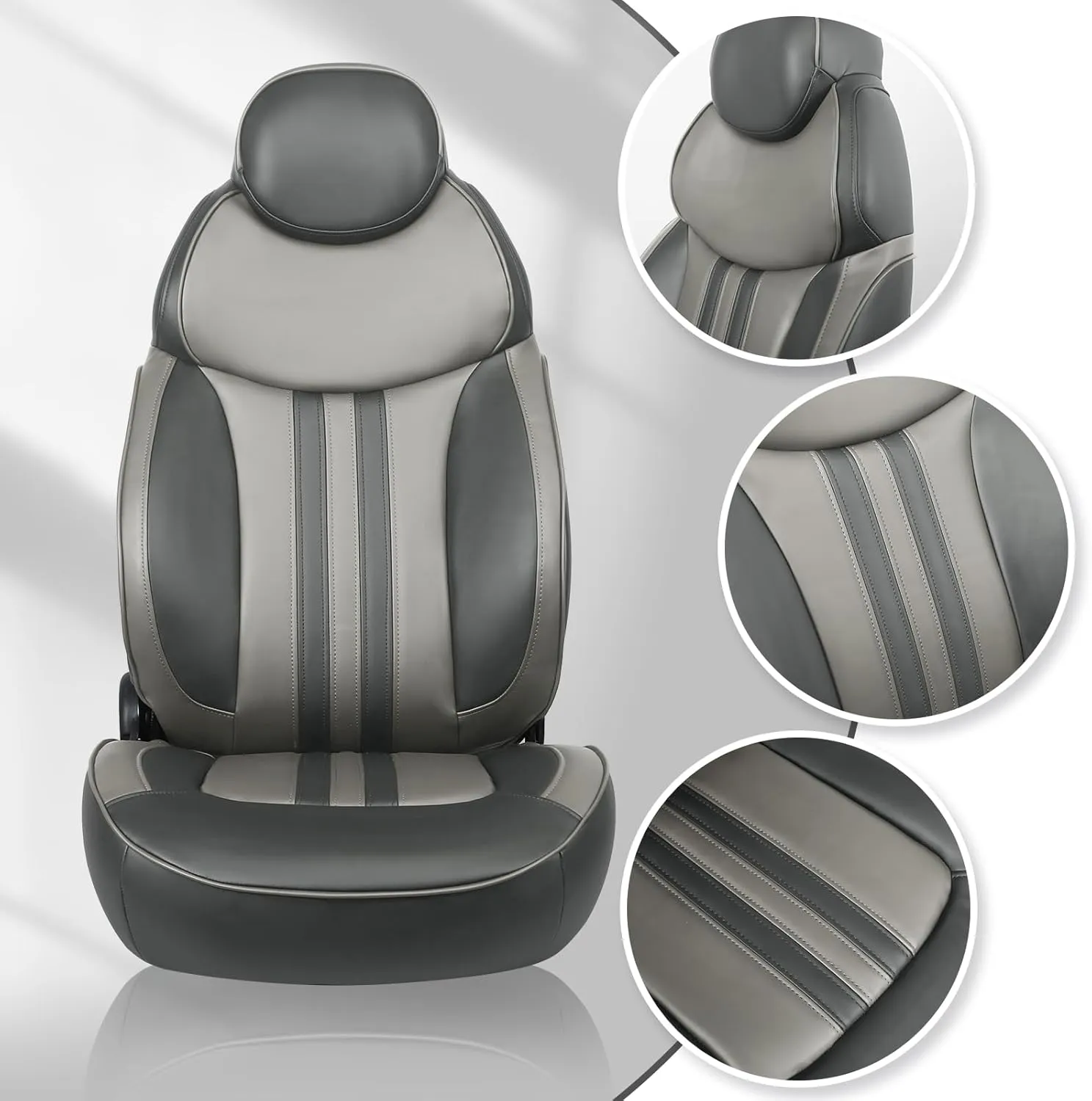 Luxury Reclining Boat Seat High Back Pontoon Captains Chair,Charcoal/Light Gray