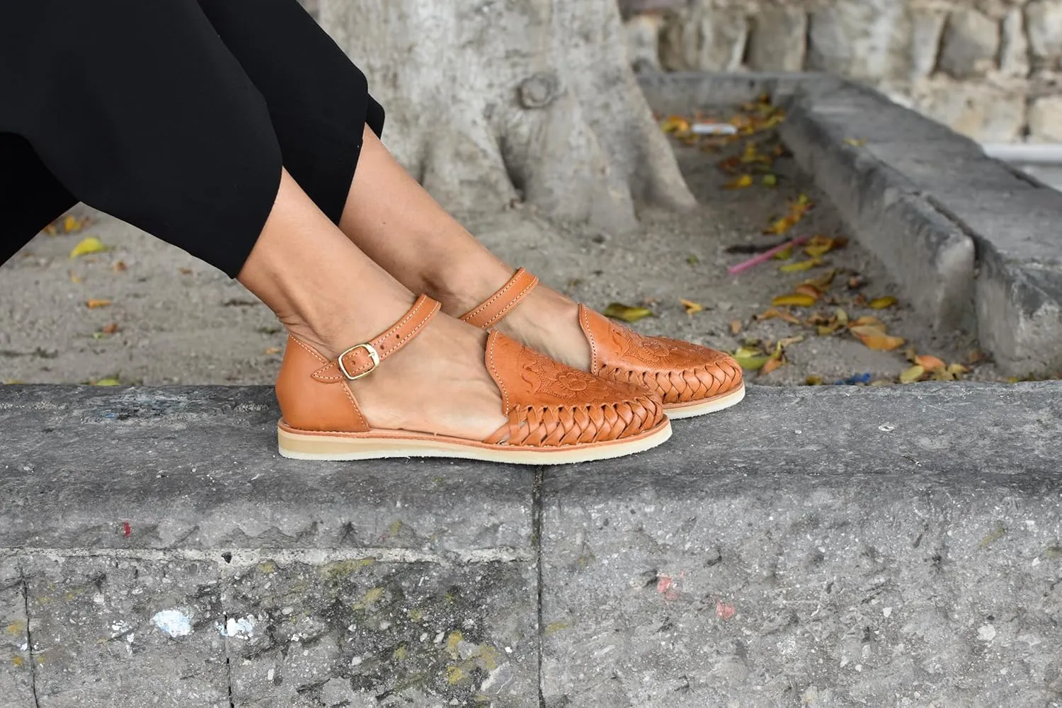 Macarena Collection Womens Shoes Leather Sandals Ankle for Women | Huarache Handmade Mexican Sandals Women | Comfortable & Stylish Womens Sandals 911