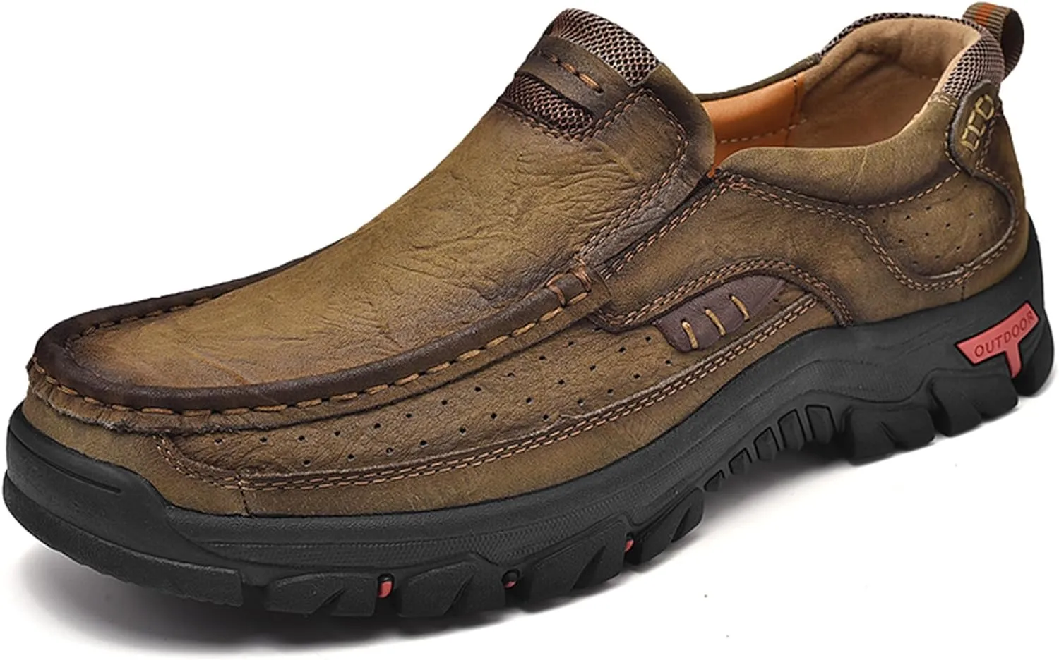 Made Of Cowhide Men's Business And Office Casual Shoes, Lightweight Wide Version Boat Shoes, Black Penny Shoes，Hand Sewn Comfortable Driving Casual Shoes, Outdoor Travel Shoes,Skateboarding Shoes