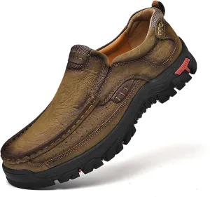 Made Of Cowhide Men's Business And Office Casual Shoes, Lightweight Wide Version Boat Shoes, Black Penny Shoes，Hand Sewn Comfortable Driving Casual Shoes, Outdoor Travel Shoes,Skateboarding Shoes