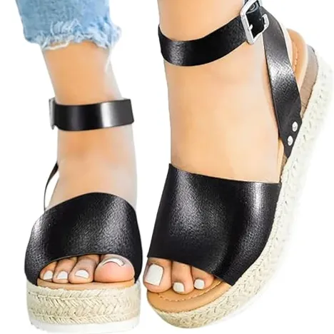 Maggie Black Strap Sandals