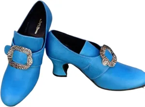 Medieval Women Loafers Shoes Metal Square Buckle Embellishments Leather Shoes