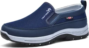 Men's Arch Support Slip-on Canvas Loafers,Outdoor Casual Non Slip Orthopedic Sneakers Flats Walking Boat Shoes