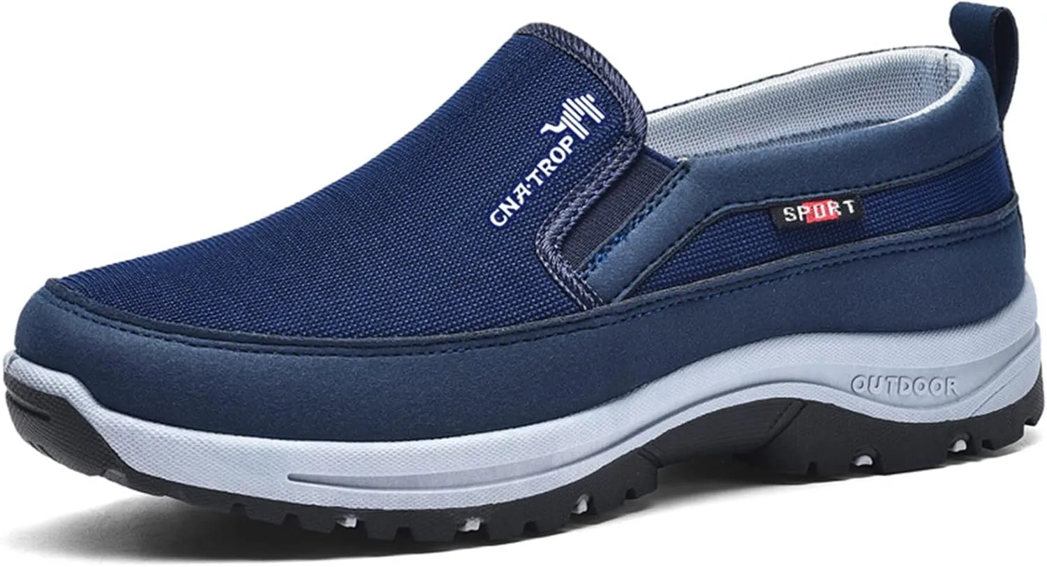 Men's Arch Support Slip-on Canvas Loafers,Outdoor Casual Non Slip Orthopedic Sneakers Flats Walking Boat Shoes