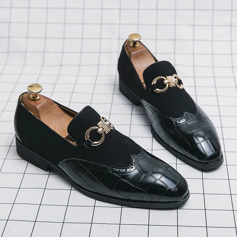 Men’s Autumn Green Nubuck Leather Loafers – Slip-On Luxury Designer Shoes with Thick Sole