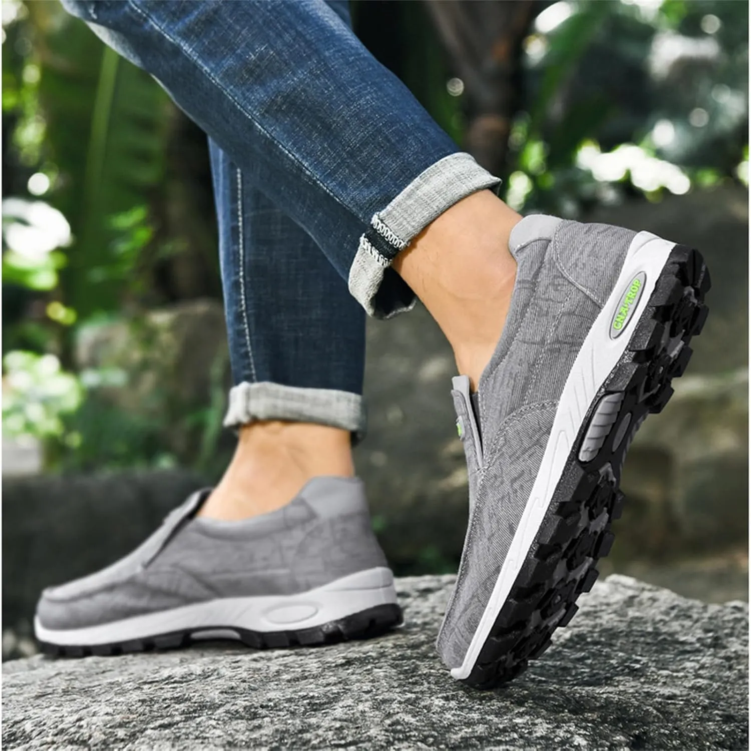 Men's Canvas Slip-On Casual Flat Loafers,Retro Lightweight Breathable Causal Deck Shoes Outdoor Soft Sole Walking Sneakers Orthopedic Non-Slip Boat Driving Shoes