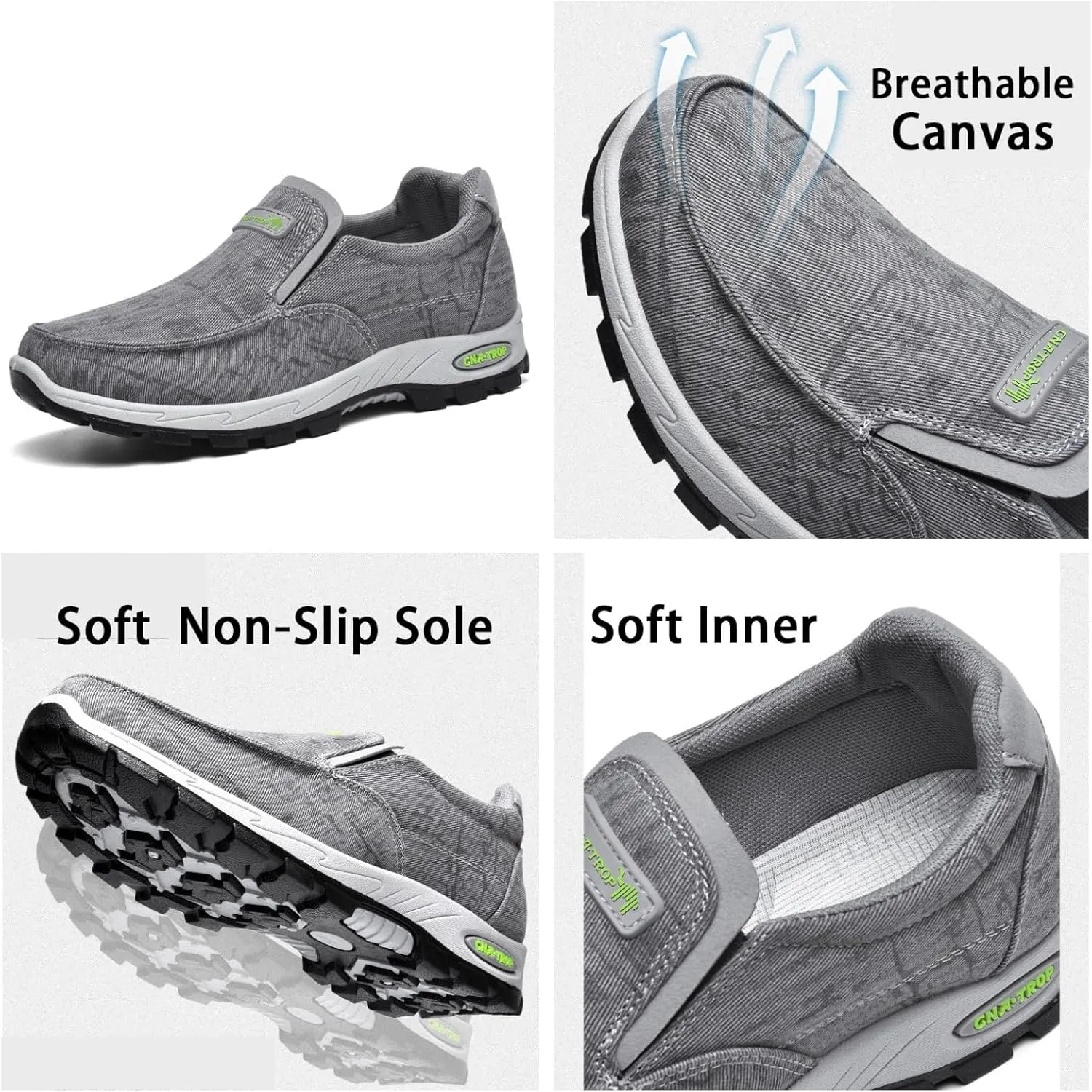 Men's Canvas Slip-On Casual Flat Loafers,Retro Lightweight Breathable Causal Deck Shoes Outdoor Soft Sole Walking Sneakers Orthopedic Non-Slip Boat Driving Shoes