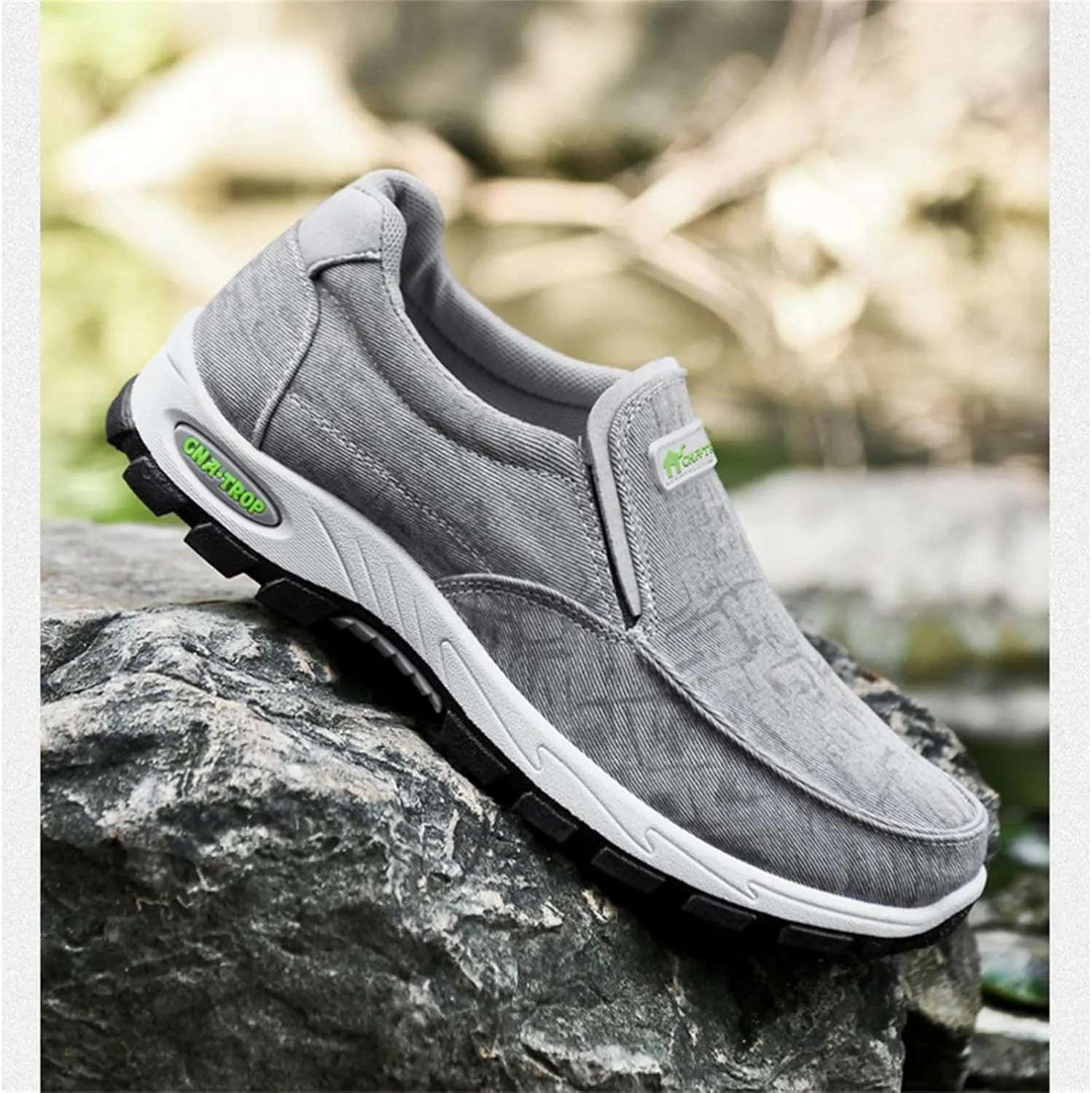 Men's Canvas Slip-On Casual Flat Loafers,Retro Lightweight Breathable Causal Deck Shoes Outdoor Soft Sole Walking Sneakers Orthopedic Non-Slip Boat Driving Shoes