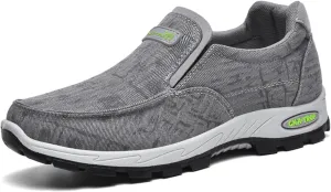 Men's Canvas Slip-On Casual Flat Loafers,Retro Lightweight Breathable Causal Deck Shoes Outdoor Soft Sole Walking Sneakers Orthopedic Non-Slip Boat Driving Shoes