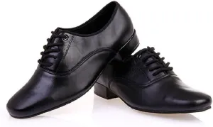 Men’s Classic Lace-up Leather Dance Shoes Modern Dancing Shoes, Black