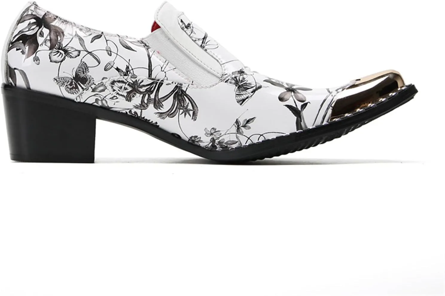 Mens Dress Shoes, 6cm Buckle Printing Increase Cowhide Thick Heels Loafers Plus Size High Heels Slip on Casual Business Low Top, Breathable Suit Shoes