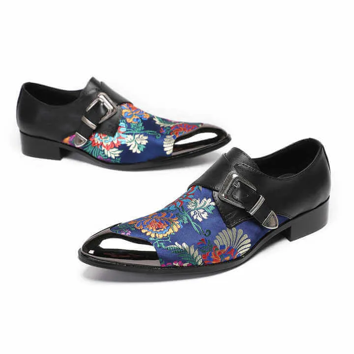 Men's Embroidery Pointed Toe Loafers