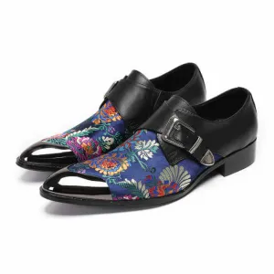 Men's Embroidery Pointed Toe Loafers