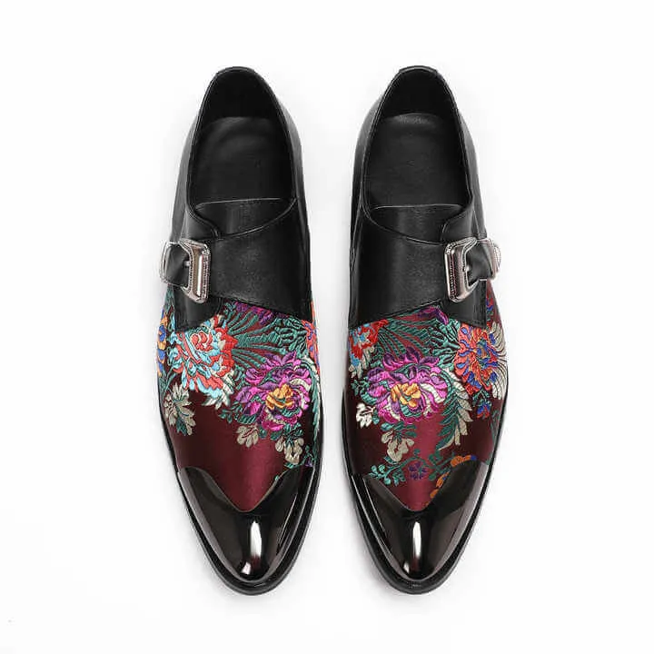 Men's Embroidery Pointed Toe Loafers