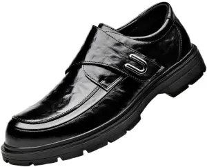 Men's Fashion Classic Pointed Toe Lace Up Low Top Leather Dress Shoes Luxury Round Lug Sole Formal Shoes