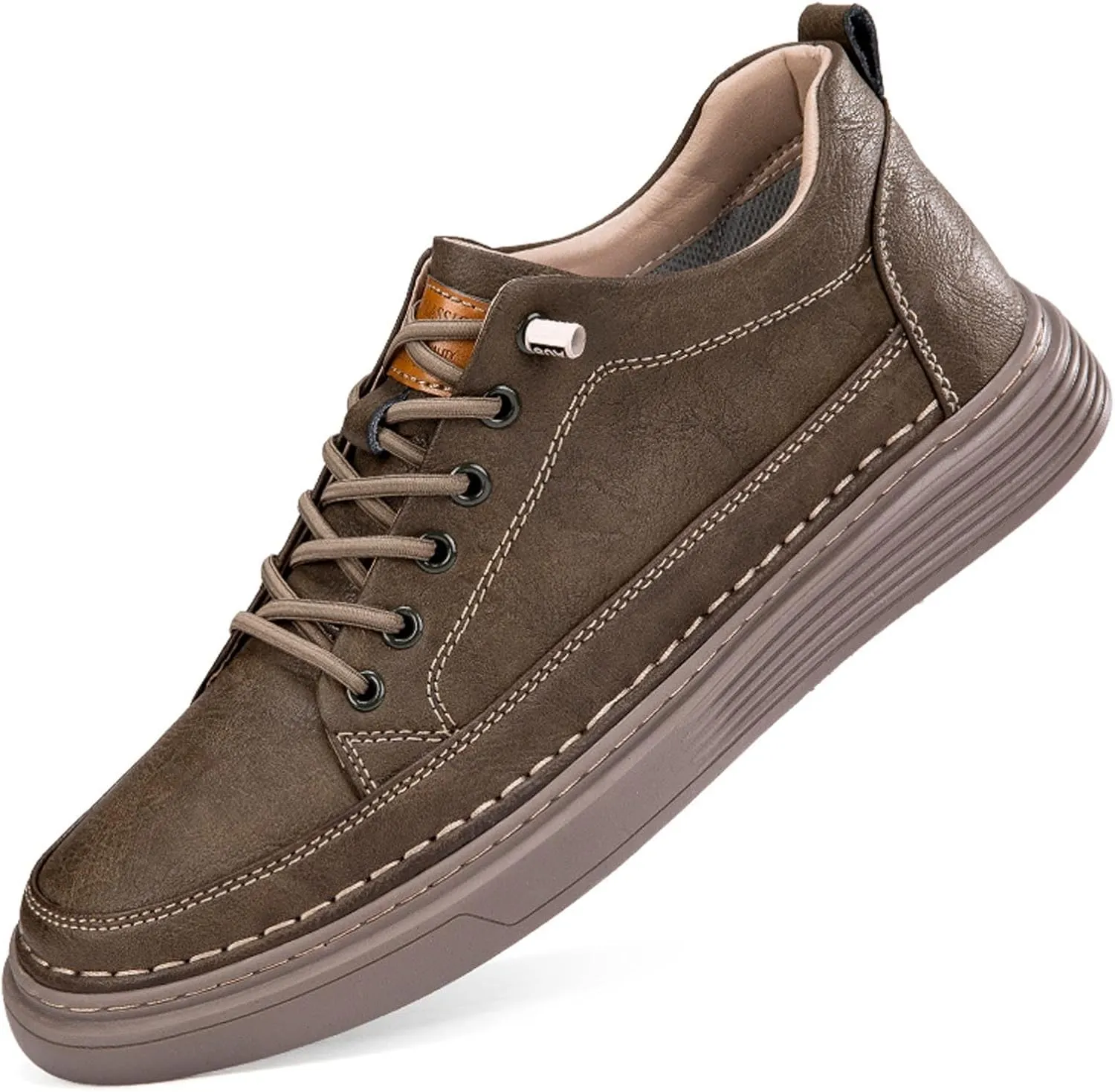 Men's Invisible Height Increasing Shoes Elevator Sneakers Breathable Lace Up Oxford Shoes Hidden Heel Lifting Shoes 2" Taller
