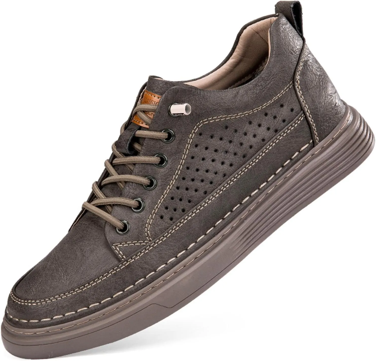 Men's Invisible Height Increasing Shoes Elevator Sneakers Breathable Lace Up Oxford Shoes Hidden Heel Lifting Shoes 2" Taller