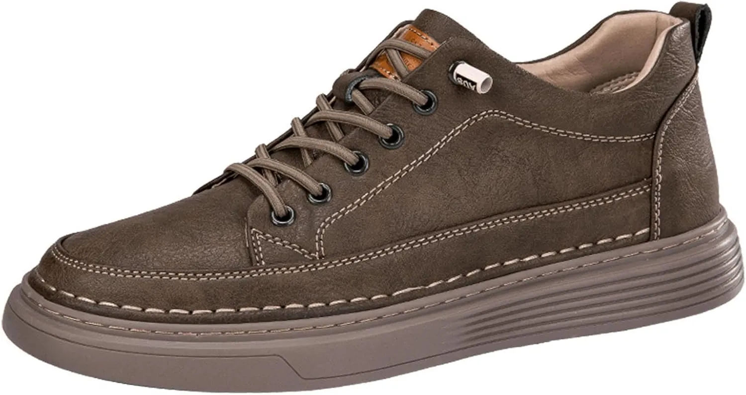 Men's Invisible Height Increasing Shoes Elevator Sneakers Breathable Lace Up Oxford Shoes Hidden Heel Lifting Shoes 2" Taller