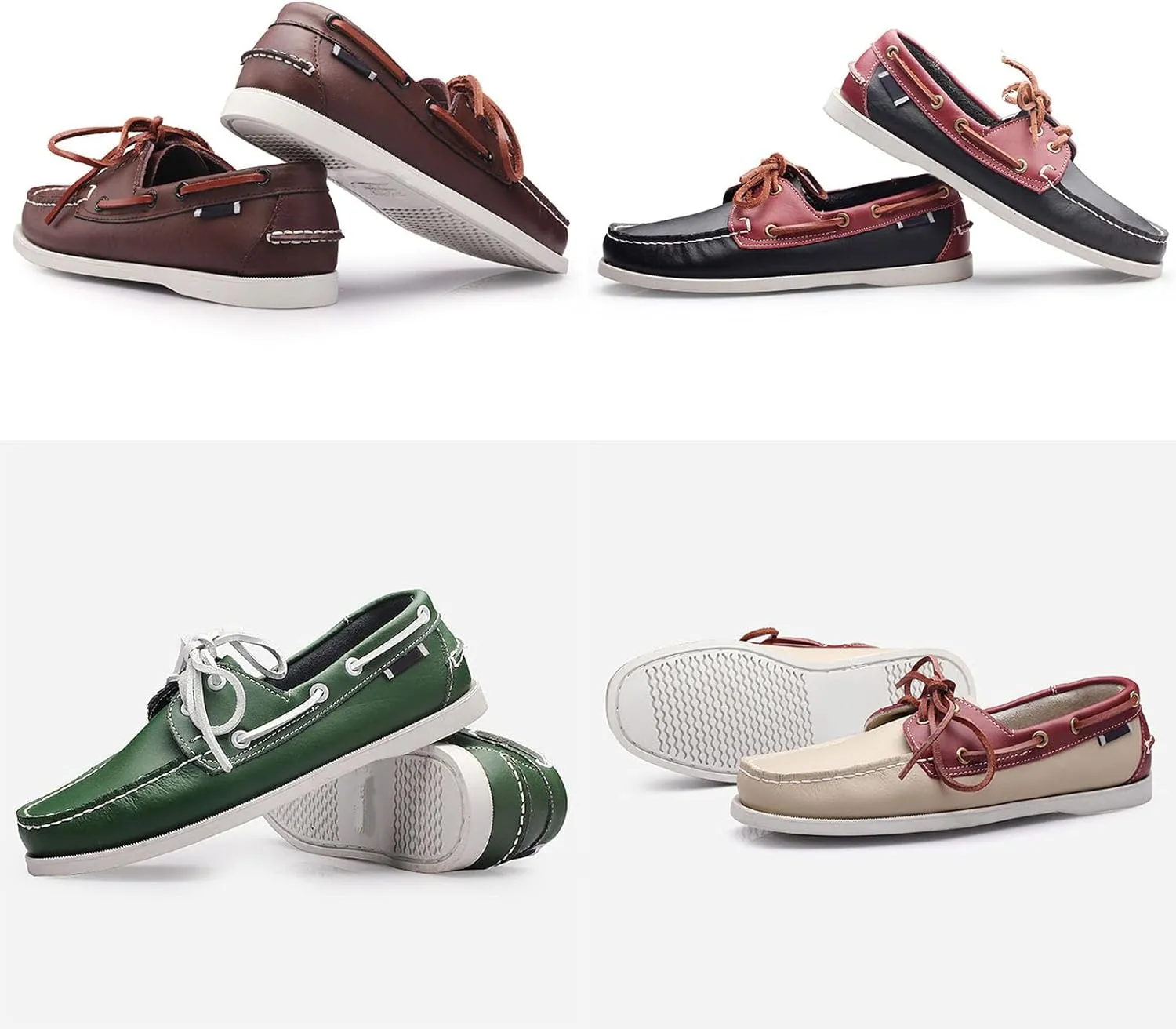Men's Leather Fashion 2 Eye Boat Shoes,Lightweight Comfort Non-Slip Casual Driving Walking Moccasin Wendy Penny Loafers