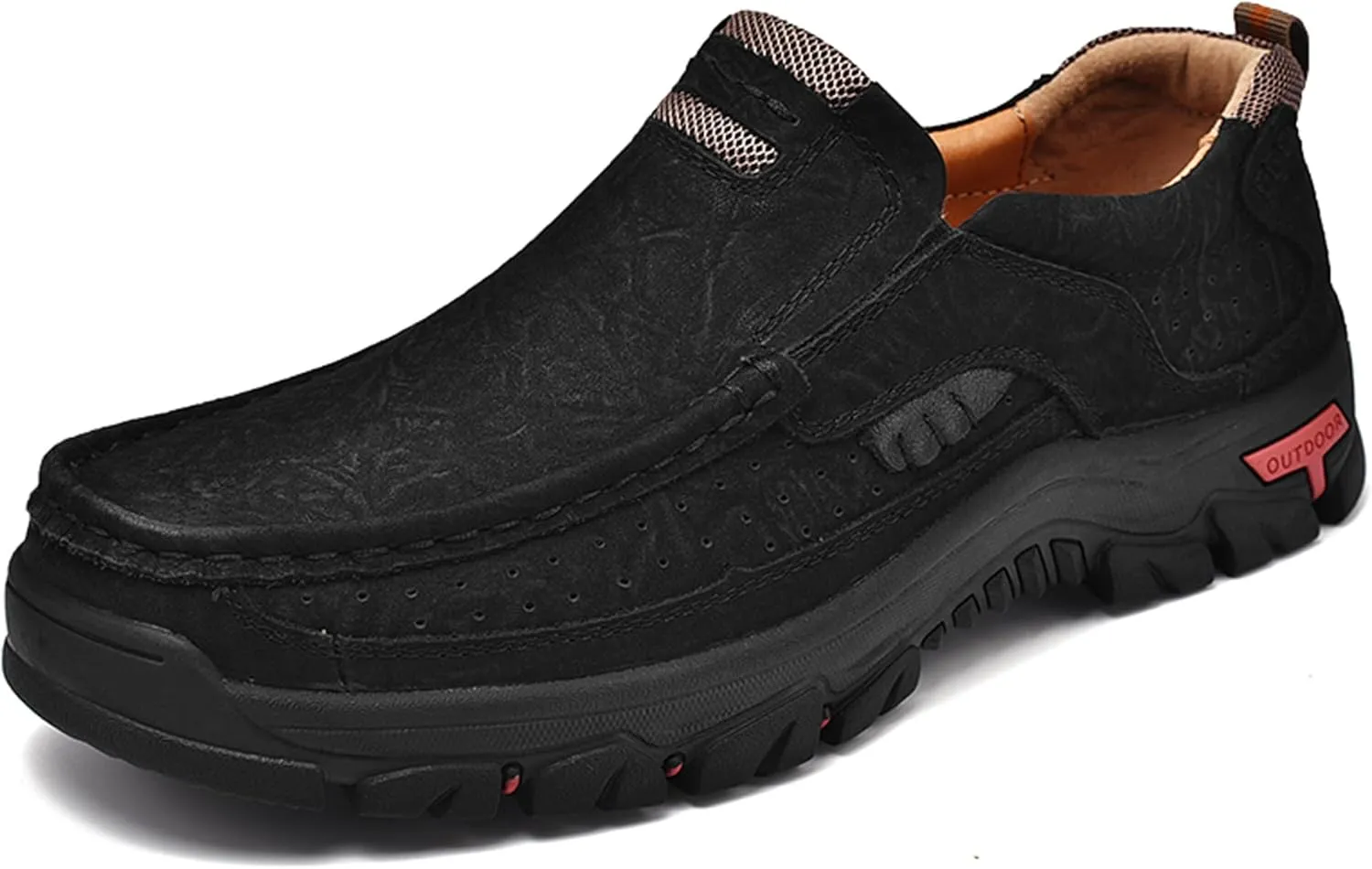 Men's Lightweight Wide Version Boat Shoes, Business and Office Casual Shoes, Comfortable Driving Casual Shoes Made of Cowhide, Black Penny Shoes, Outdoor Jogging Shoes