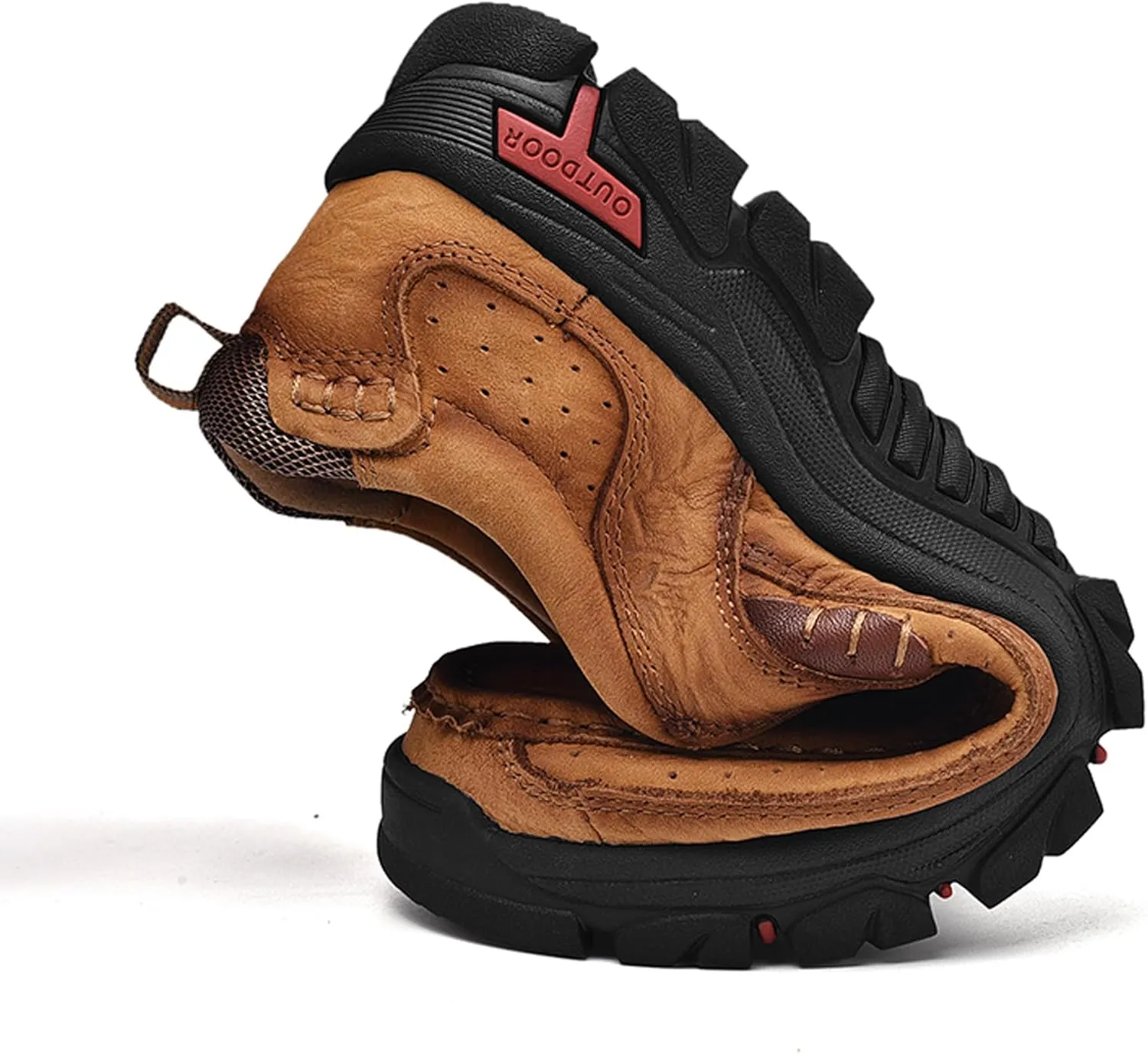 Men's Lightweight Wide Version Boat Shoes, Business and Office Casual Shoes, Comfortable Driving Casual Shoes Made of Cowhide, Black Penny Shoes, Outdoor Jogging Shoes